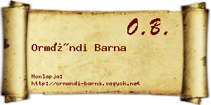 Ormándi Barna névjegykártya